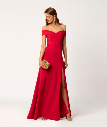 Vestido largo top escote bardot