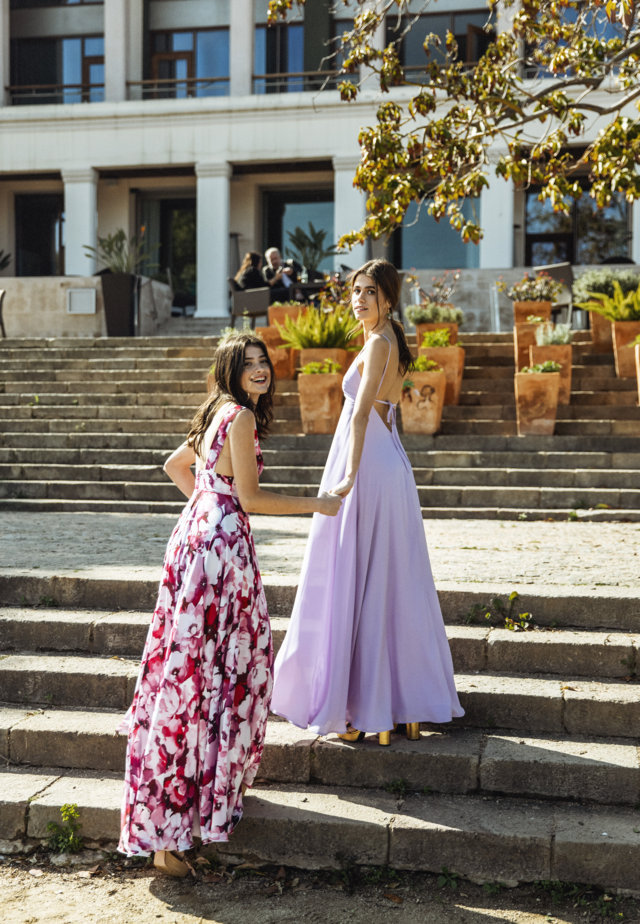 VESTIDO VALERIA MALVA Y VESTIDO KARLA FLORES